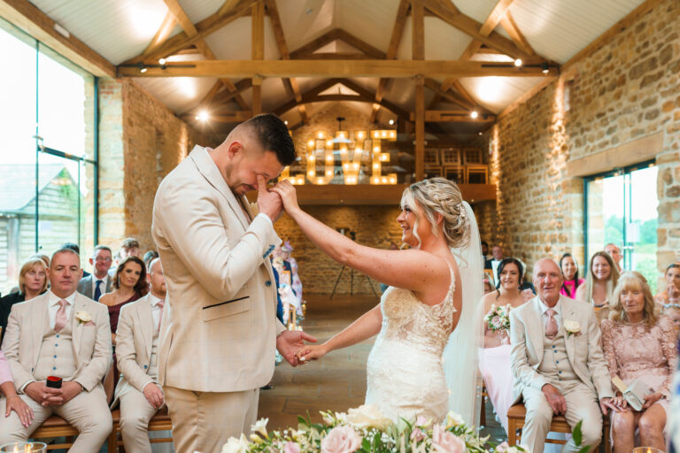 Groom crying at Dodford Manor Northamptonshire Wedding Venue